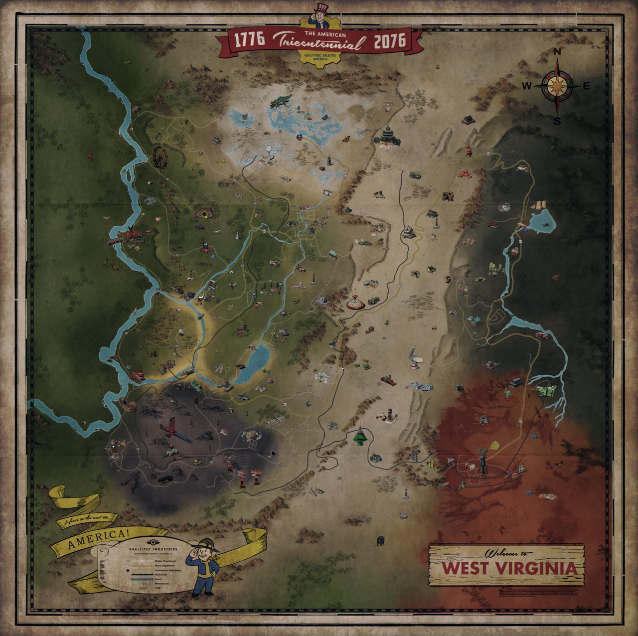 Fallout 76 S Full World Map Released It S 4x Bigger Than Fallout 4 Buffnerfrepeat